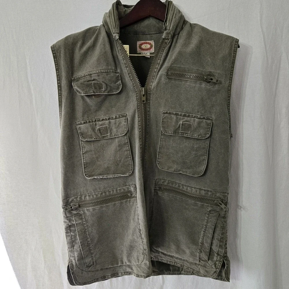 VINTAGE Banana Republic Safari Travel Vest‎ Jacket Mens Medium Military Field
